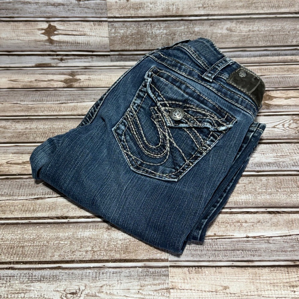Silver Jeans Suki Bootcut Jeans Women's Dark Wash Embellished Pockets Size 30x33